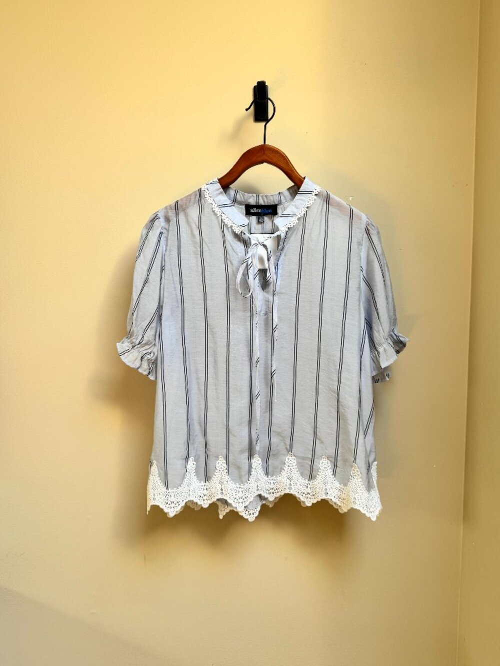 Alice Blue Cap Sleeve Lace Trim Top